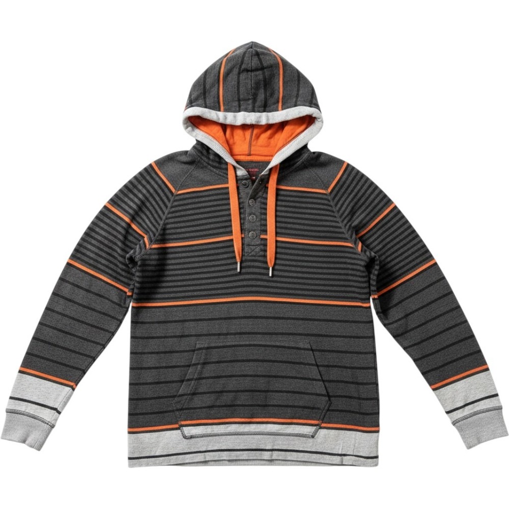 Foot Locker Striped Henley Hoodie W Size L Cotton‎ Blend Gray Orange Gorpcore